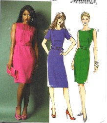 5947 BUTTERICK EZ  SHORT SLEEVES / SLEEVELESS SHEATH DRESS, BELT PATTERN 8-16